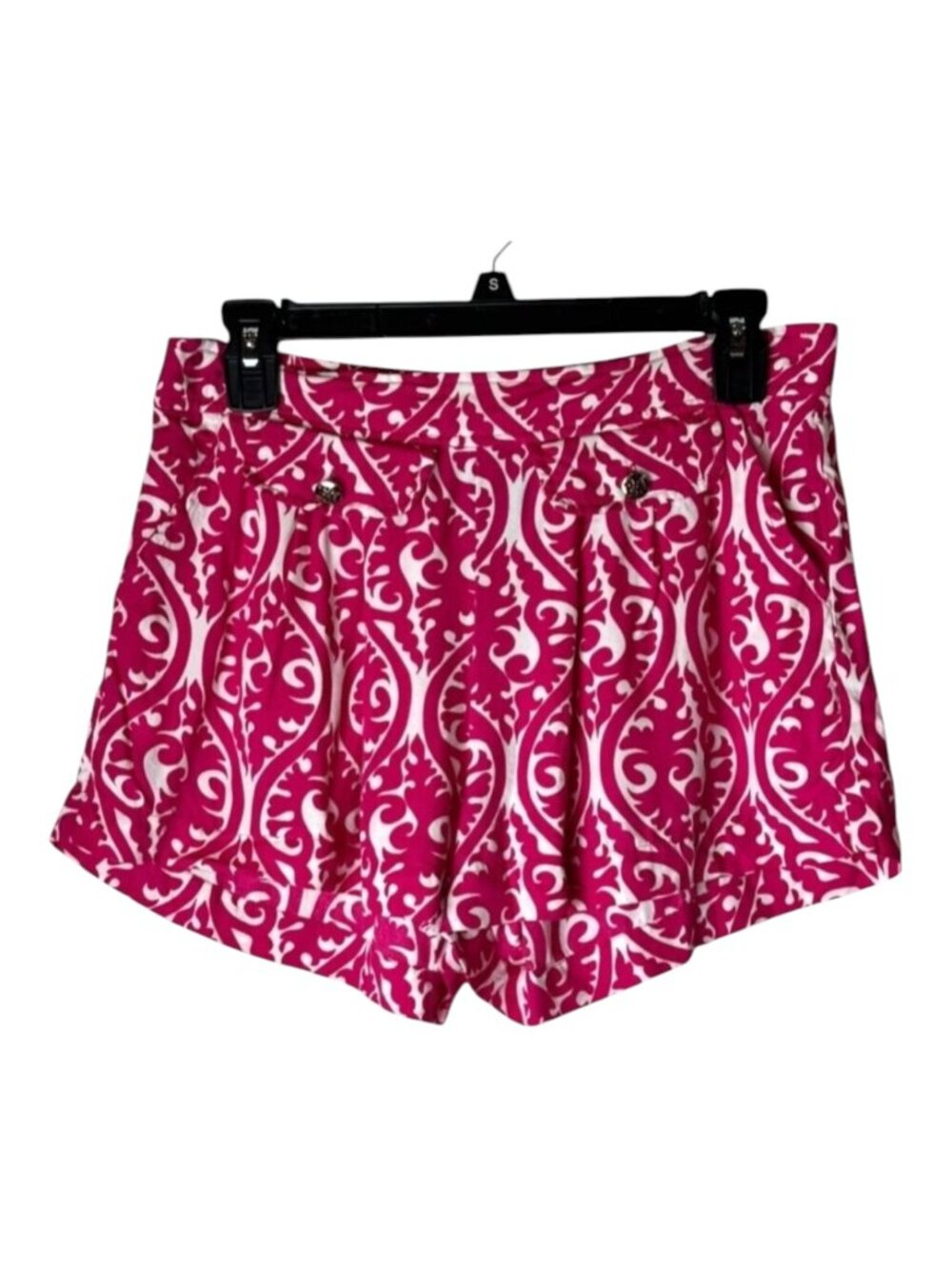 Escapada Shorts Women Medium Pink White Fleur Pull On Elastic Waist Resort Beach